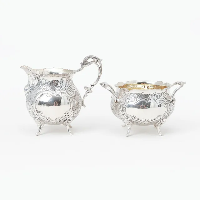 GRÄDDUPPSATS, 2 delar, silver, GEWE Malmö 1960. Vikt ca 275 g.