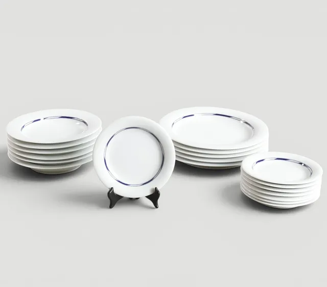 ALEV EBÜZZIYA SIESBYE (F. ISTANBUL 1938). "Sirius", stel af hvidt porcelæn med blå kant. Udført for Royal Copenhagen, Danmark (19).