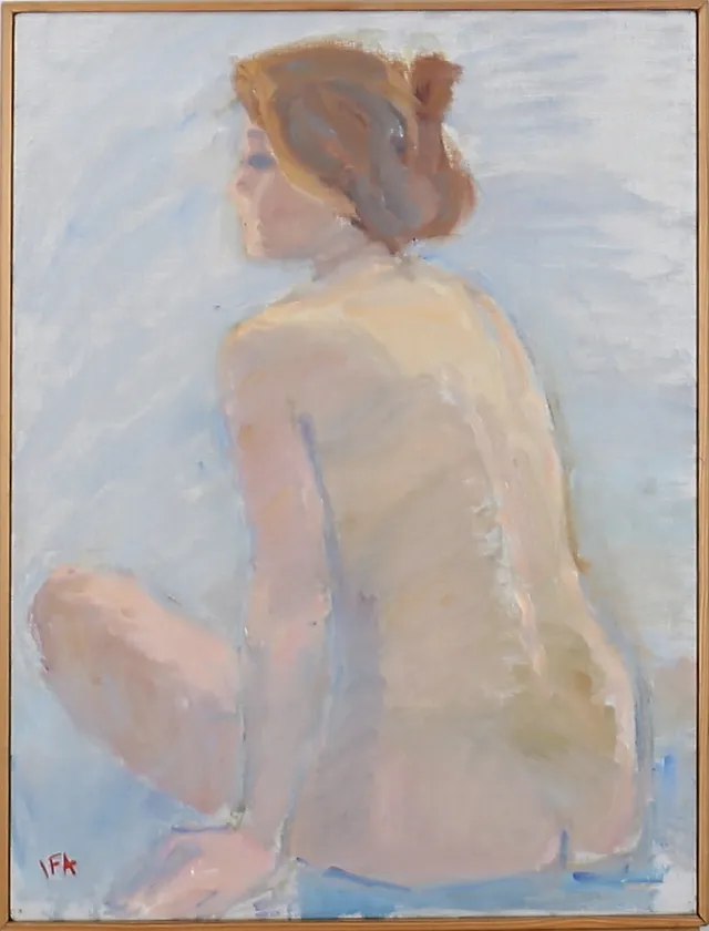 INGA FALKE-ANDERSSON. Modell. Olja på duk. Signerad I F A.
