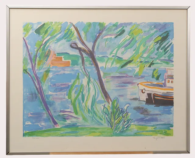LEOPOLD FARE. Färglitografi, sommarbild, signerad, numrerad 436/495.