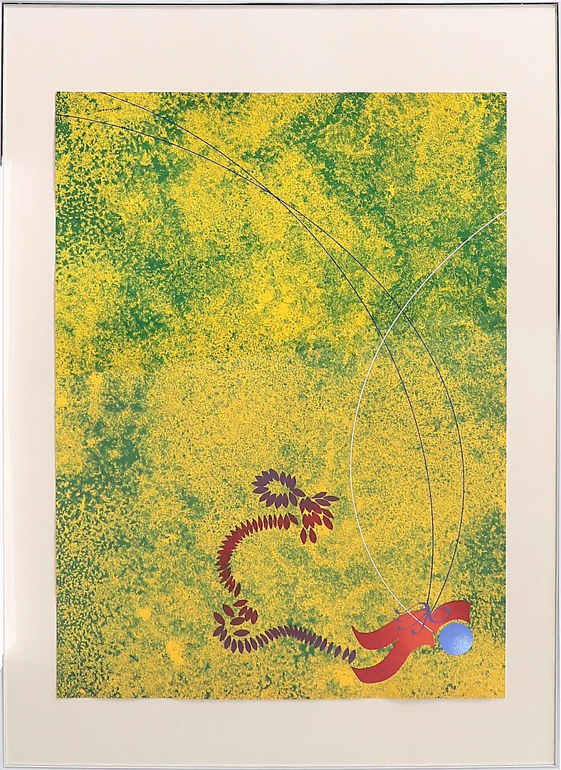 CARL FREDRIK REUTERSWÄRD. "Kites in California", färglitografi, numrerad 42/90, signerad. — Engravings & Prints — Kalmar Auktionsverk