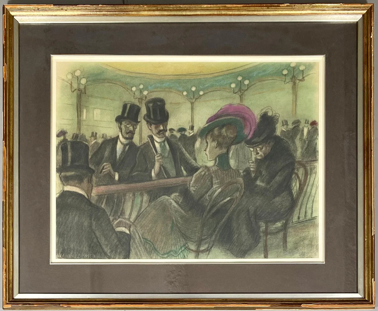ALFRED OPISSO. LÁPIZ Y PASTEL SOBRE PAPEL."CAFÉ DE PARIS". — Drawings — Barcelona Auctions