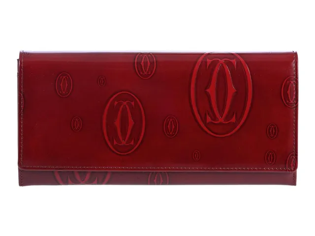 PLÅNBOK, CARTIER, rött lackskinn, guldfärgade beslag, 19,5x9,5x2,5 cm, care booklet, cert, dustbag, kartong.