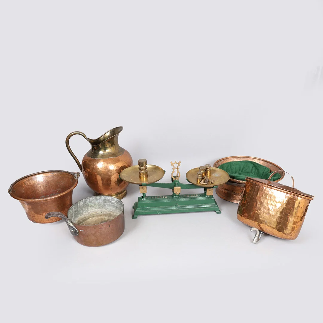 A COLLECTION OF MOSTLY COPPER, 19TH CENTURY AND LATER (6). — Pewter, Brass & Copper — Bishop & Miller