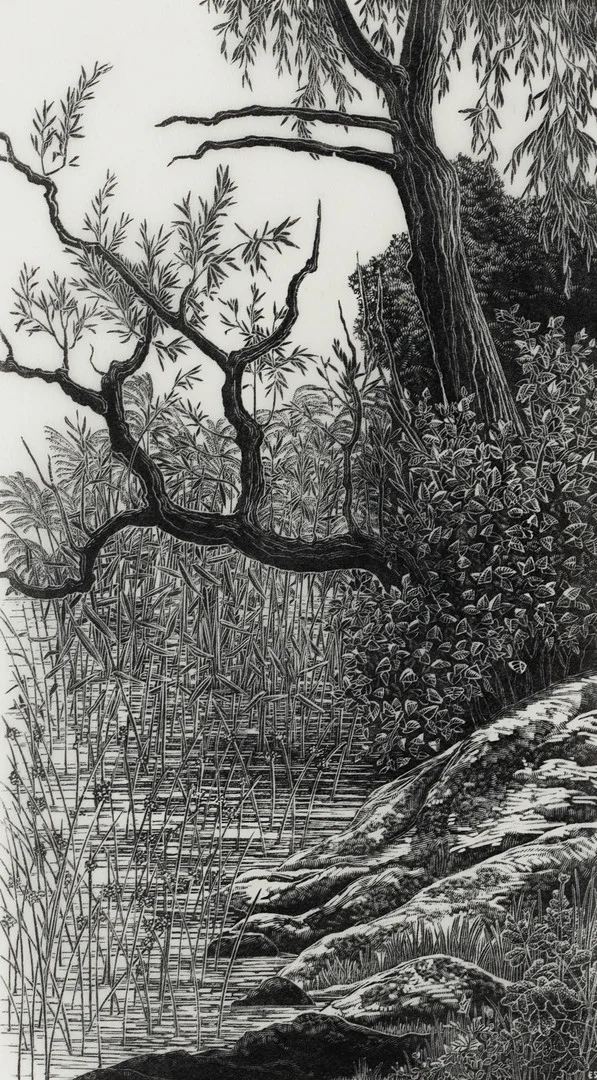 EVA STOCKHAUS (Råda 1919-2009 Stockholm), "Mälarvik", signerad och numrerad 65/75, trägravyr. — Engravings & Prints — Crafoord Auktioner Stockholm