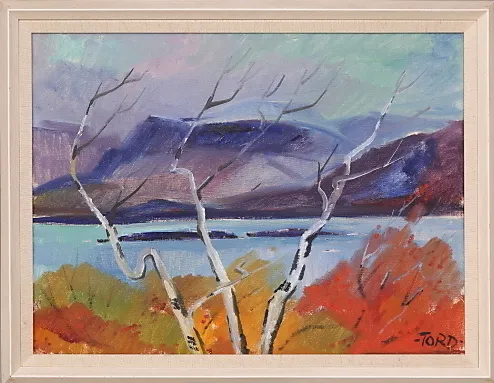 TORD LEANDER - ENGSTRÖM. Fjällandskap, olja duk, signerad TORD.