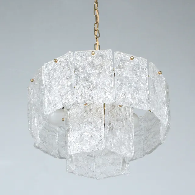 Hängeleuchte / Kronleuchter 'Eisglas'.