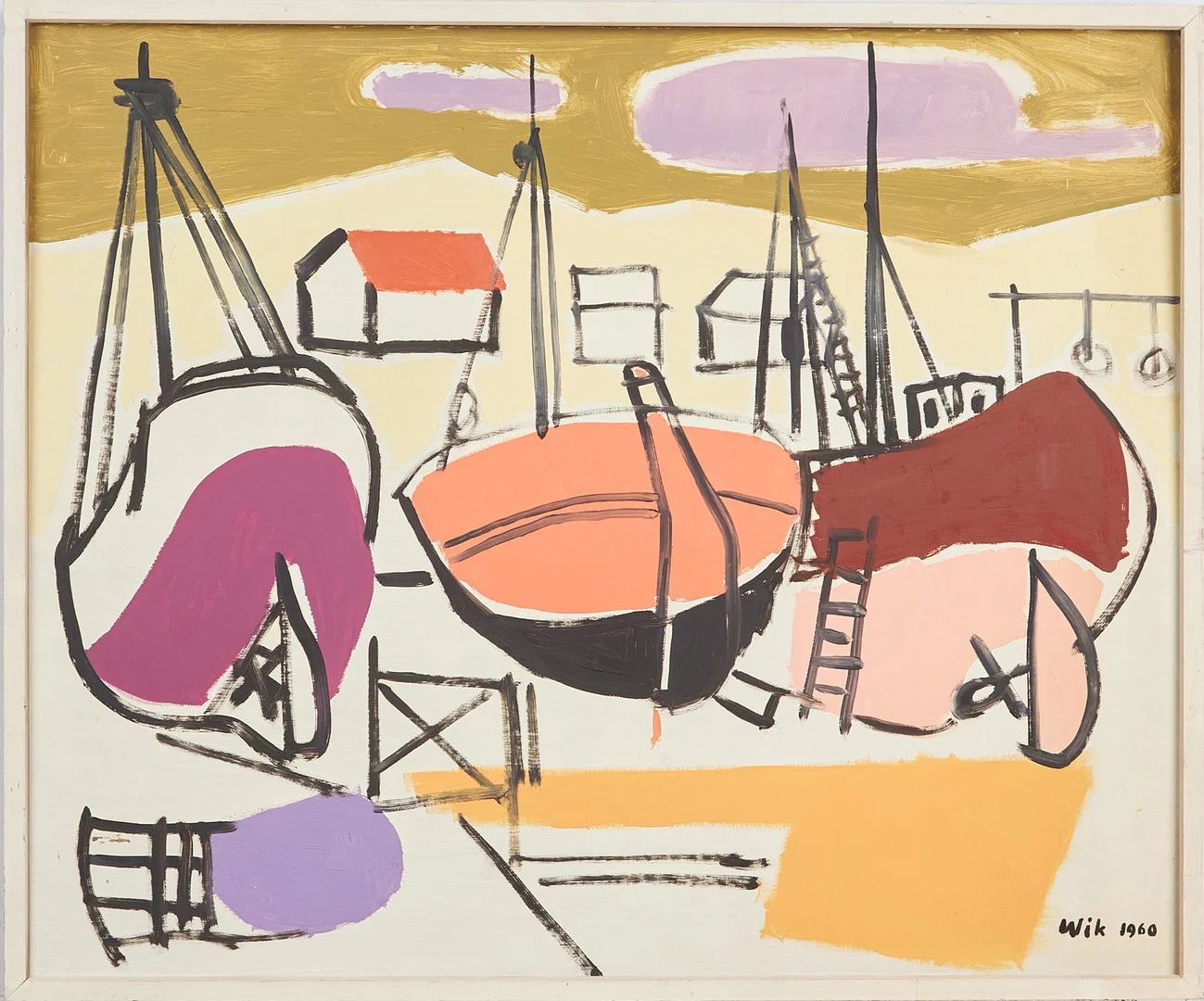 WILHELM WIK (1897-1987). "Varvet i Villajoysa", signerad och daterad Wik -60, olja på pannå. — Paintings — Stockholms Auktionsverk Magasin 5