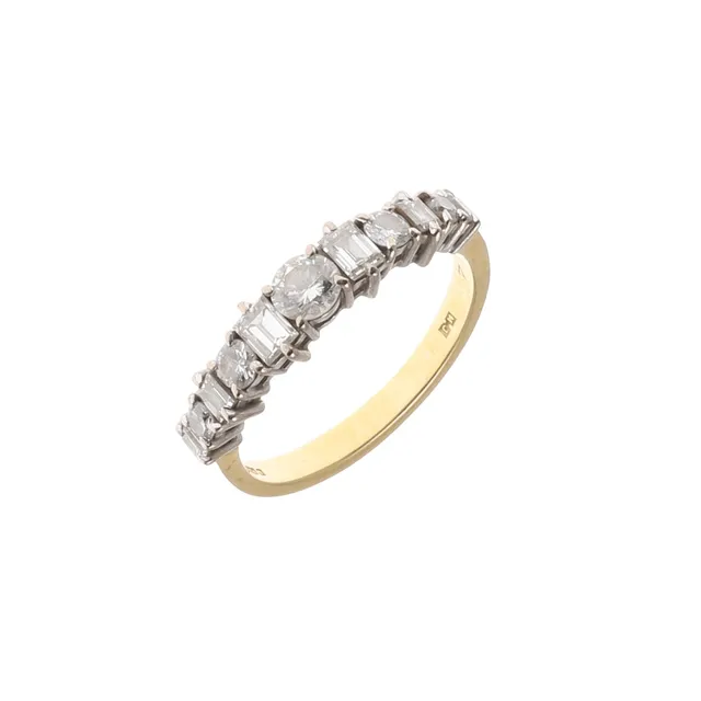 A DIAMOND HALF HOOP RING.
