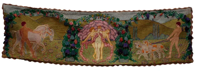 Arts & Crafts style woollen embroidery, early decades of the 20th Century.