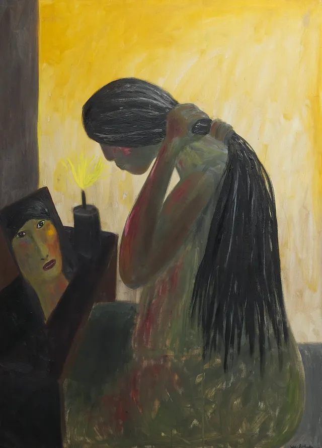 WALDEMAR SJÖLANDER. Figurscen, olja på duk, signerad och daterad 1956.