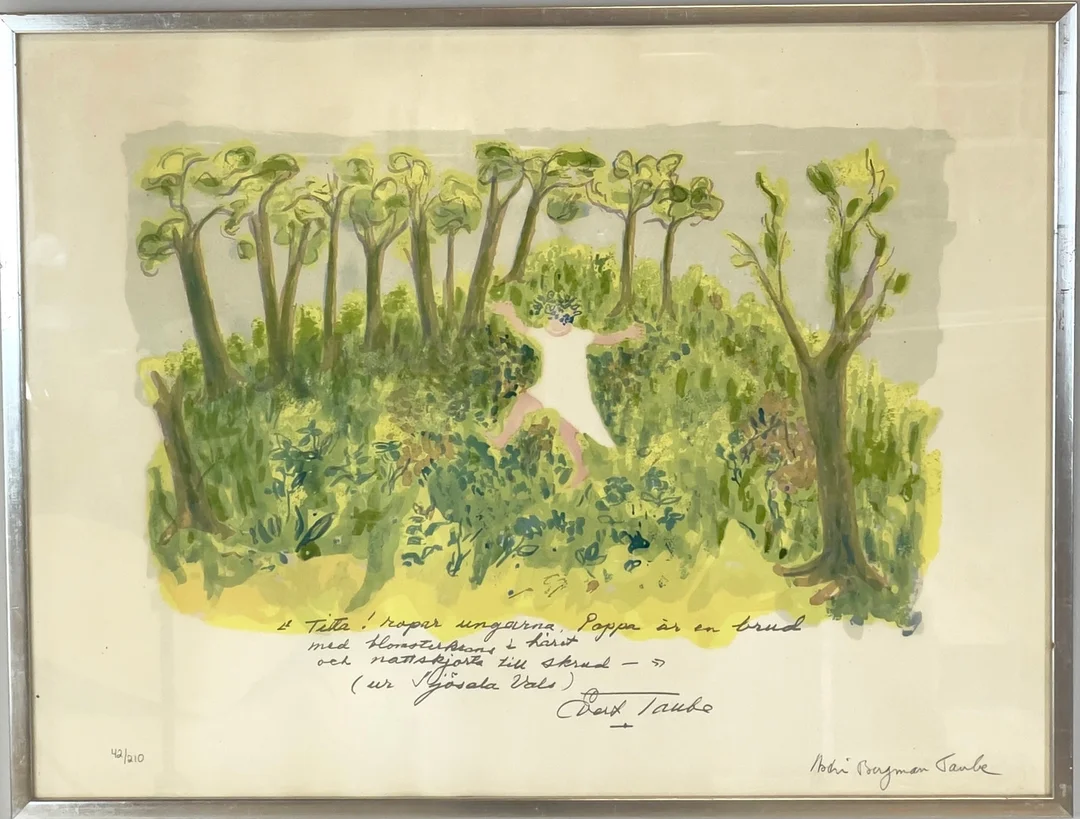 ASTRI BERGMAN TAUBE. Sjösala vals, färglitografi, numrerad 42/210, signerad. — Engravings & Prints — Roslagens Auktionsverk
