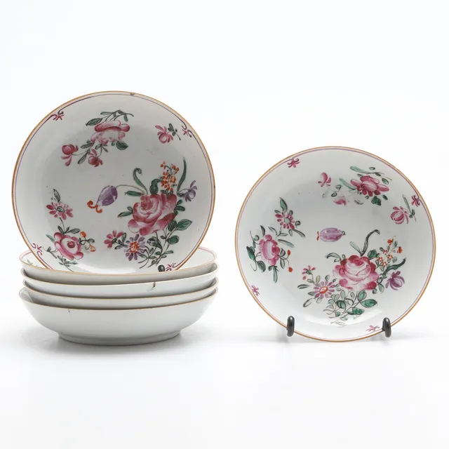SKÅLFAT, porslin, 6 st, Kina, kompaniporslin, famille rose, Qianlong (1736-1795).
