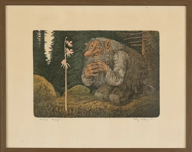 ROLF LIDBERG. Litografi "Skogsfrun" signerad och numrerad.