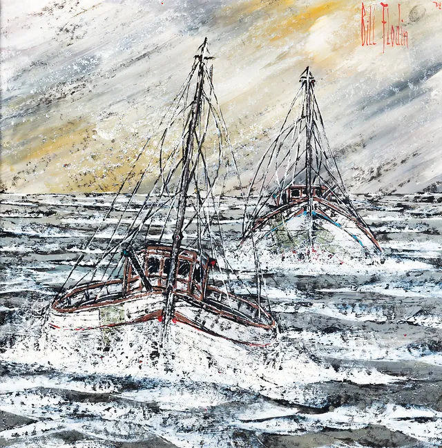 BILL FLODIN. "På väg hem", olja på pannå, signerad -72.