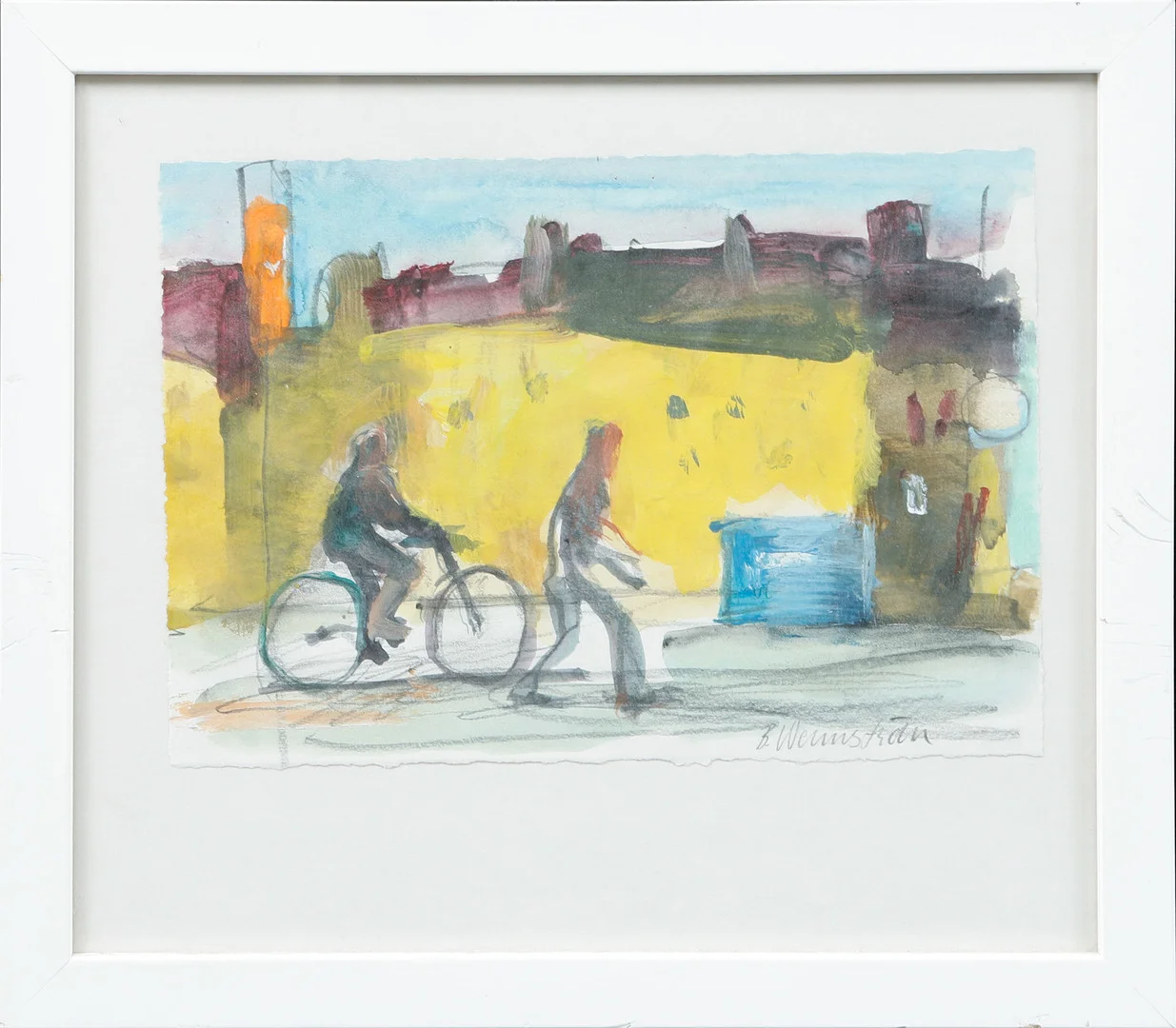 BERNDT WENNSTRÖM. Stadsbild med figurer, blandteknik, signerad. — Paintings — Göteborgs Auktionsverk