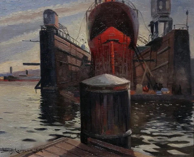 GERHARD LARSSON. Olja på pannå, signerad och daterad 1932.
