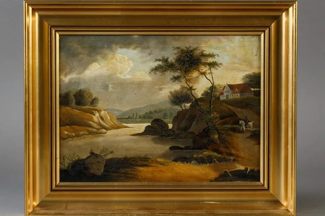 Ubekendte kunstnere, landskabsmotiver, olie på plade og lærred, 17-1800 tallet (2)
