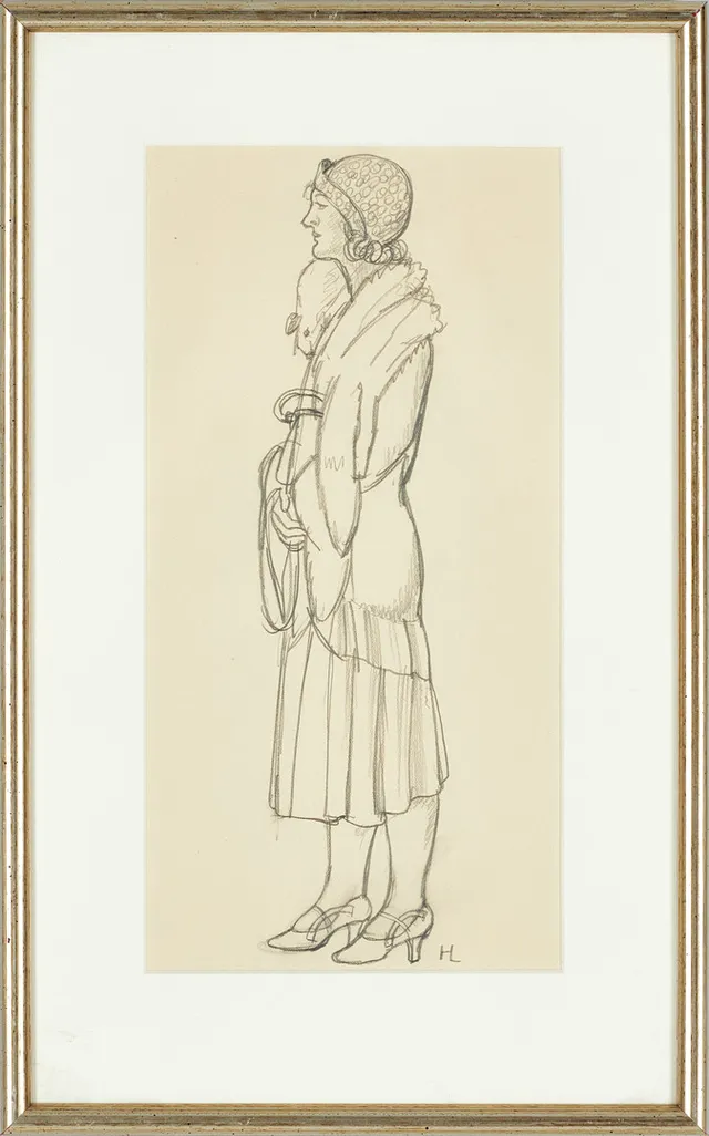 HILDING LINNQVIST (1891-1984). Kvinnoporträtt, monogramsignerad HL, blyerts.