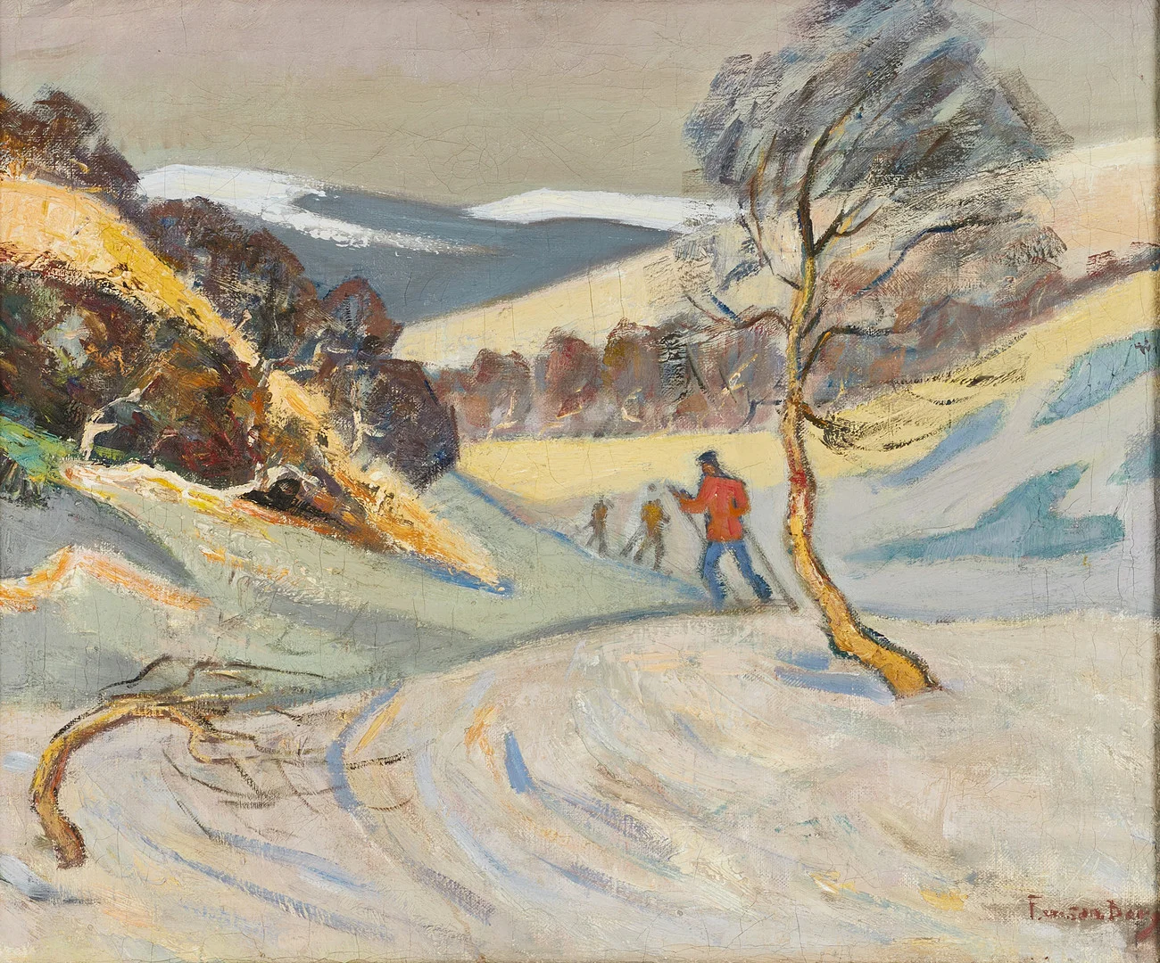 FOLKE WILHELMSSON BERG (1896-1974). Vintervy från Sälenfjällen, signerad F. W.son. Berg, olja på duk. — Paintings — Crafoord Auktioner Stockholm