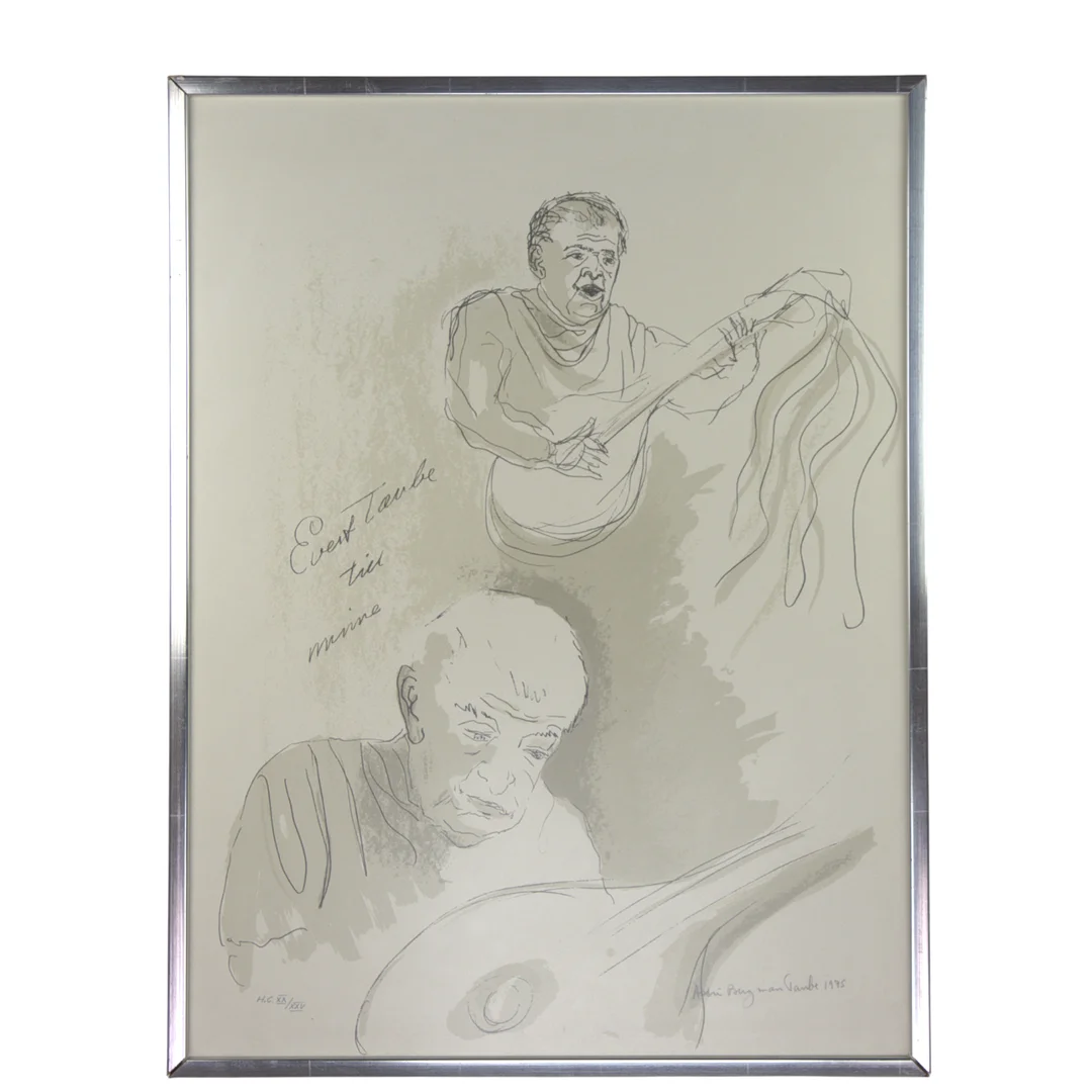 ASTRID BERGMAN TAUBE. Litografi, HCXX/XXV, "Evert Taube till minne", signerad, 1975. — Engravings & Prints — Höganäs Auktionsverk