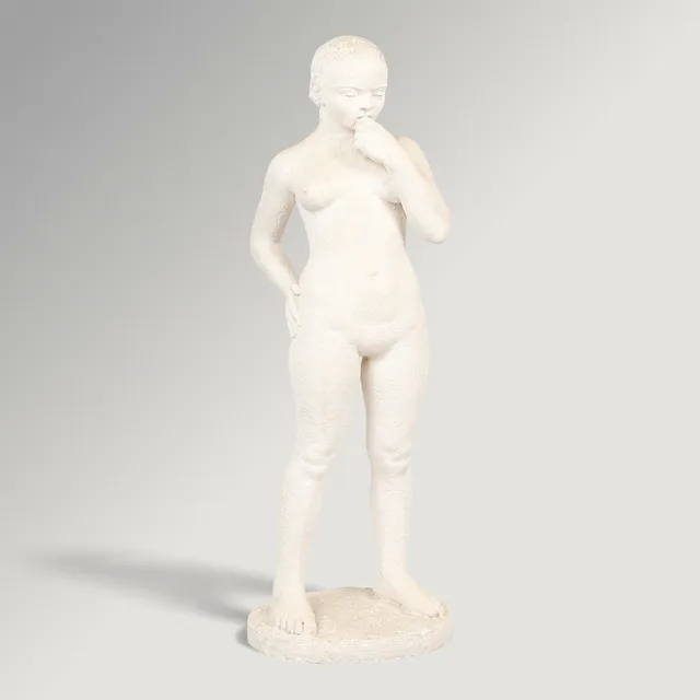 STIG BLOMBERG (1901-70). Stor gipsfigur af kvindelig nøgenmodel, signeret og dateret 1928.