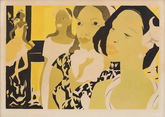 ADOLF HALLMAN (1893-1968). Kvinnor, färgoffsettryck, signerad Hallman och daterad New York 1949 i trycket.