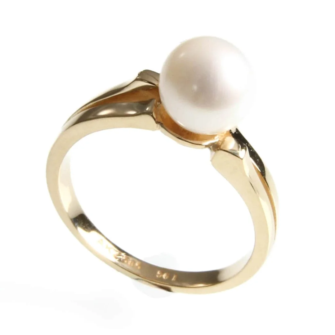 14kt ring with freshwater cultured pearl, size 56 — Jewellery/Rings — Lauritz