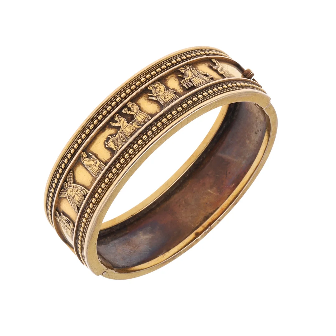 A GOLD HALF HINGED BANGLE. — Bracelets — Lawrences Auctioneers