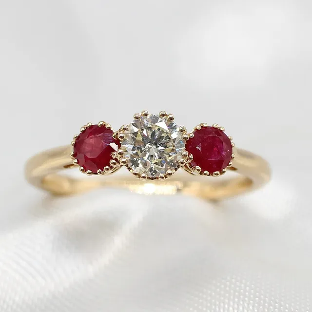 RUBY & DIAMOND TRILOGY RING.