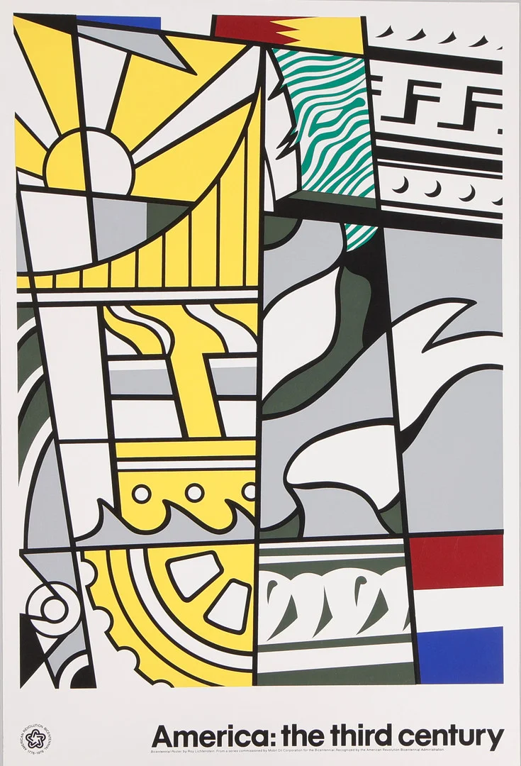ROY LICHTENSTEIN. SERIGRAFI, bicentennial poster, 1976. — Engravings & Prints — Auktionsbyrån Varberg