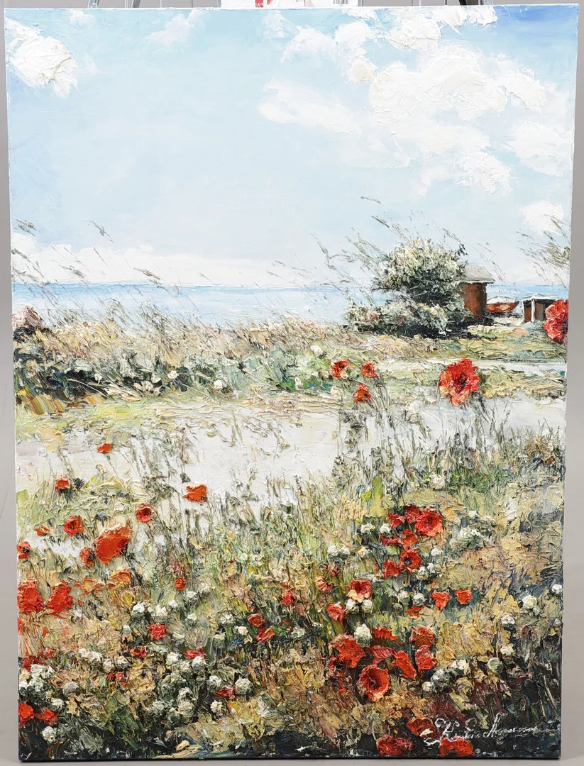 KRISTINA ASSARSSON. "Lovsång till romantiken", olja på duk, signerad, 151 x 110 cm. — Paintings — Växjö Auktionskammare