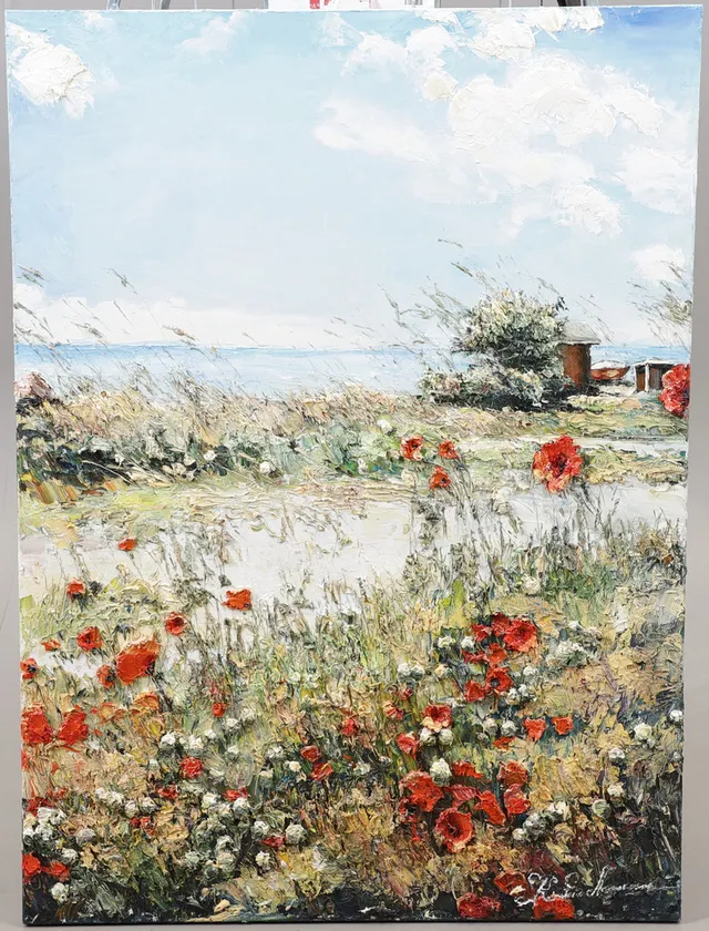 KRISTINA ASSARSSON. "Lovsång till romantiken", olja på duk, signerad, 151 x 110 cm.