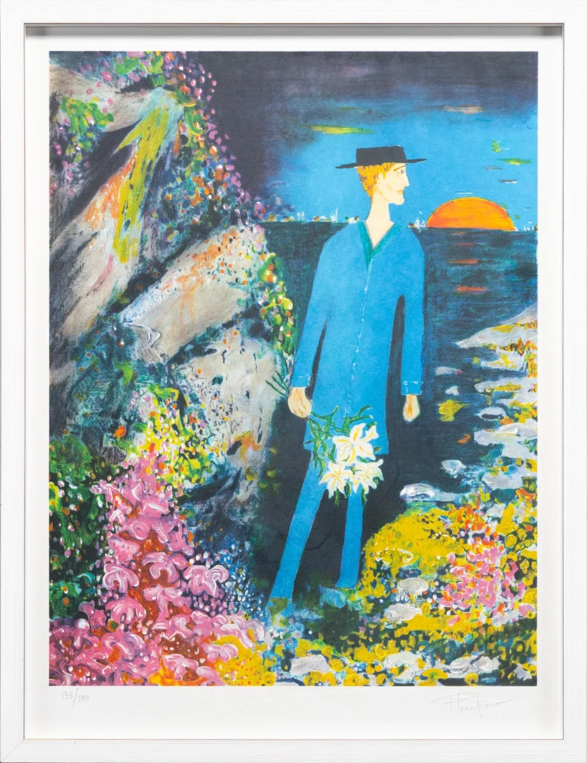 PLURA JONSSON. Figur i blått, färglitografi, signerad och numrerad 138/290. — Paintings — Norrlands Auktionsverk
