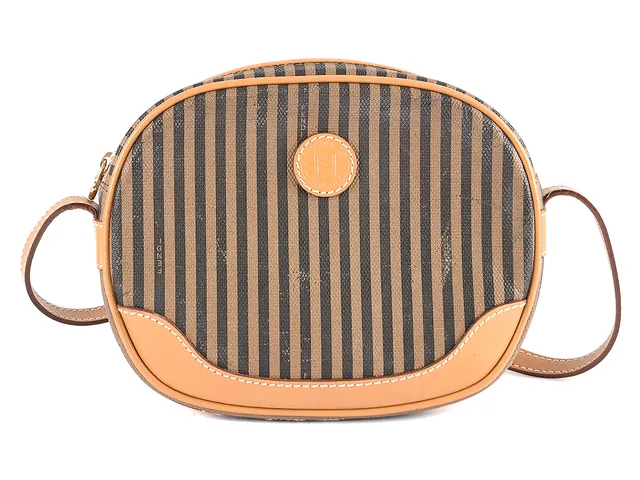 VÄSKA, FENDI, vintage, canvas, beige läder, 20x16x4cm, visst slitage.