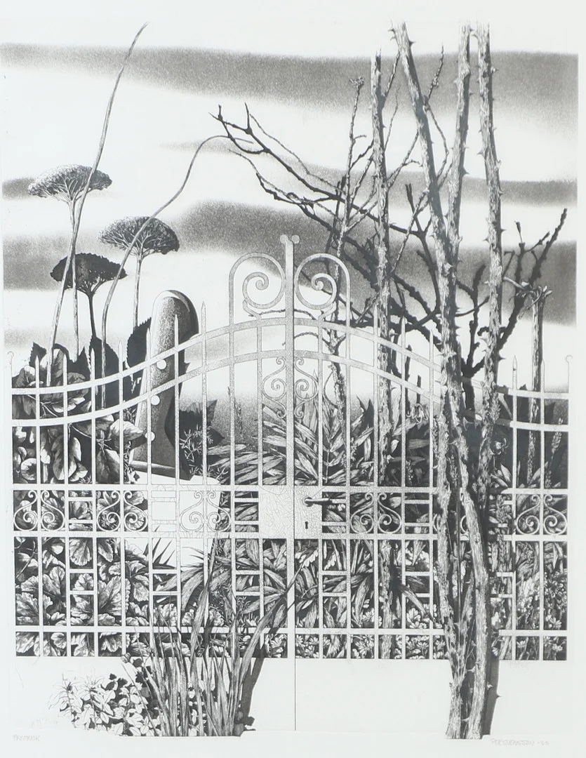 PER SVENSSON. Grind, litografi, signerad -80. — Engravings & Prints — Helsingborgs Auktionskammare
