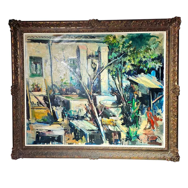 JOAN SERRA MELGOSA. "Patio". Óleo sobre lienzo.