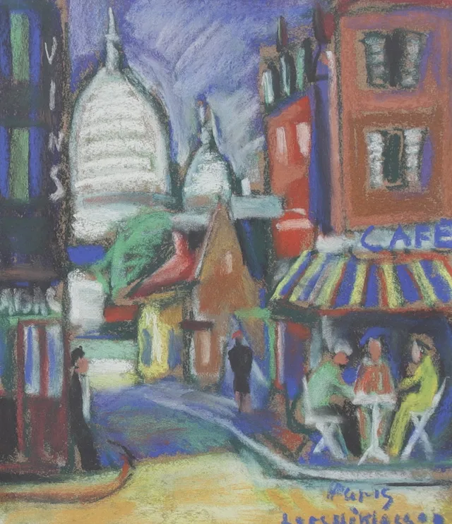 LARS NIKLASSON. "Paris", pastell, signerad.