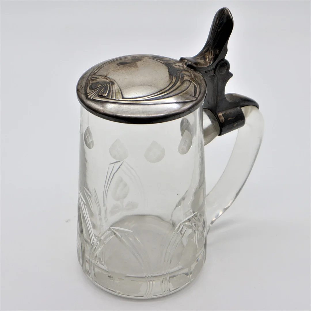 JOSEF MARIA OLBRICH. JUGENDSTIL GLASKRUG 0,3L - MUNDGEBLASEN. — Other — Kunst- und Auktionshaus Kleinhenz