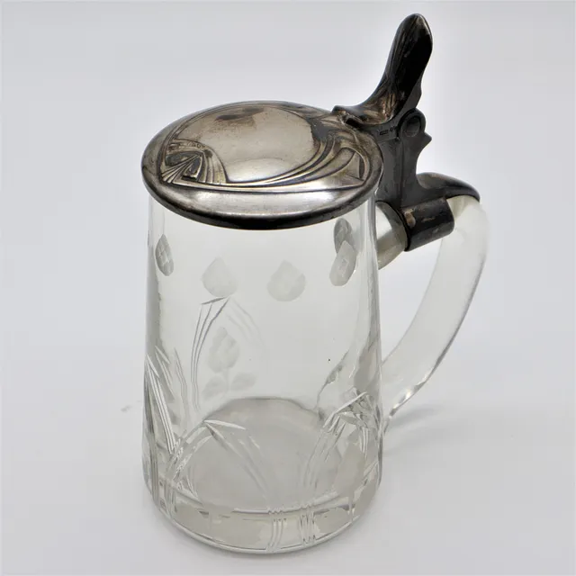 JOSEF MARIA OLBRICH. JUGENDSTIL GLASKRUG 0,3L - MUNDGEBLASEN.