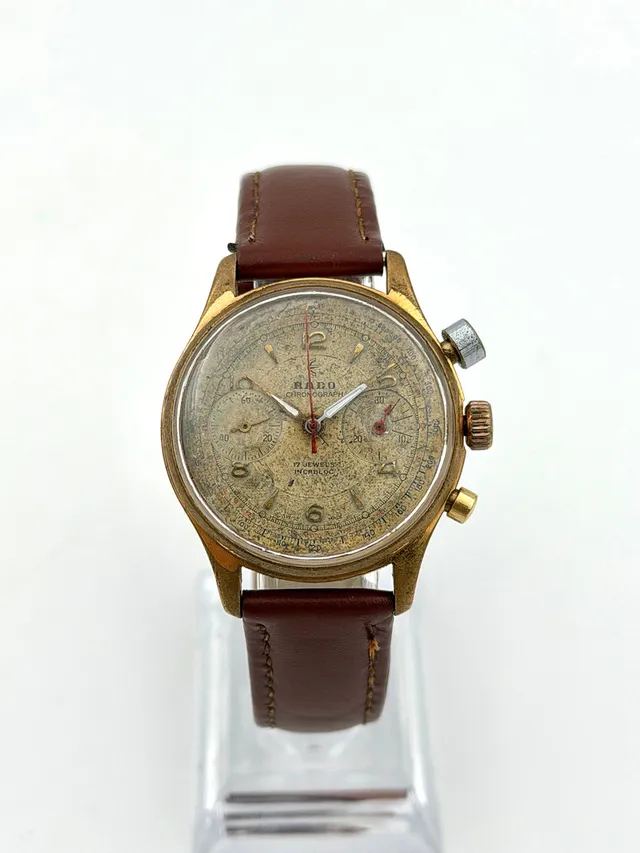 RADO, kronograf, 1940/50-tal, manuell, gulddoublé.