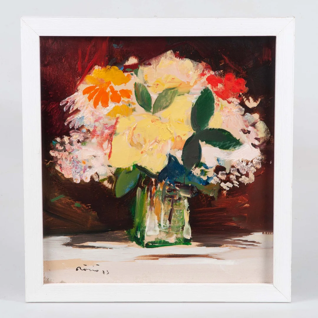 HILDING RÖSIÖ (SVE, 1902-1985). Stilleben med blomsterbukett, olja på duk, signerad Rösjö. — Paintings — Laholms Auktionskammare