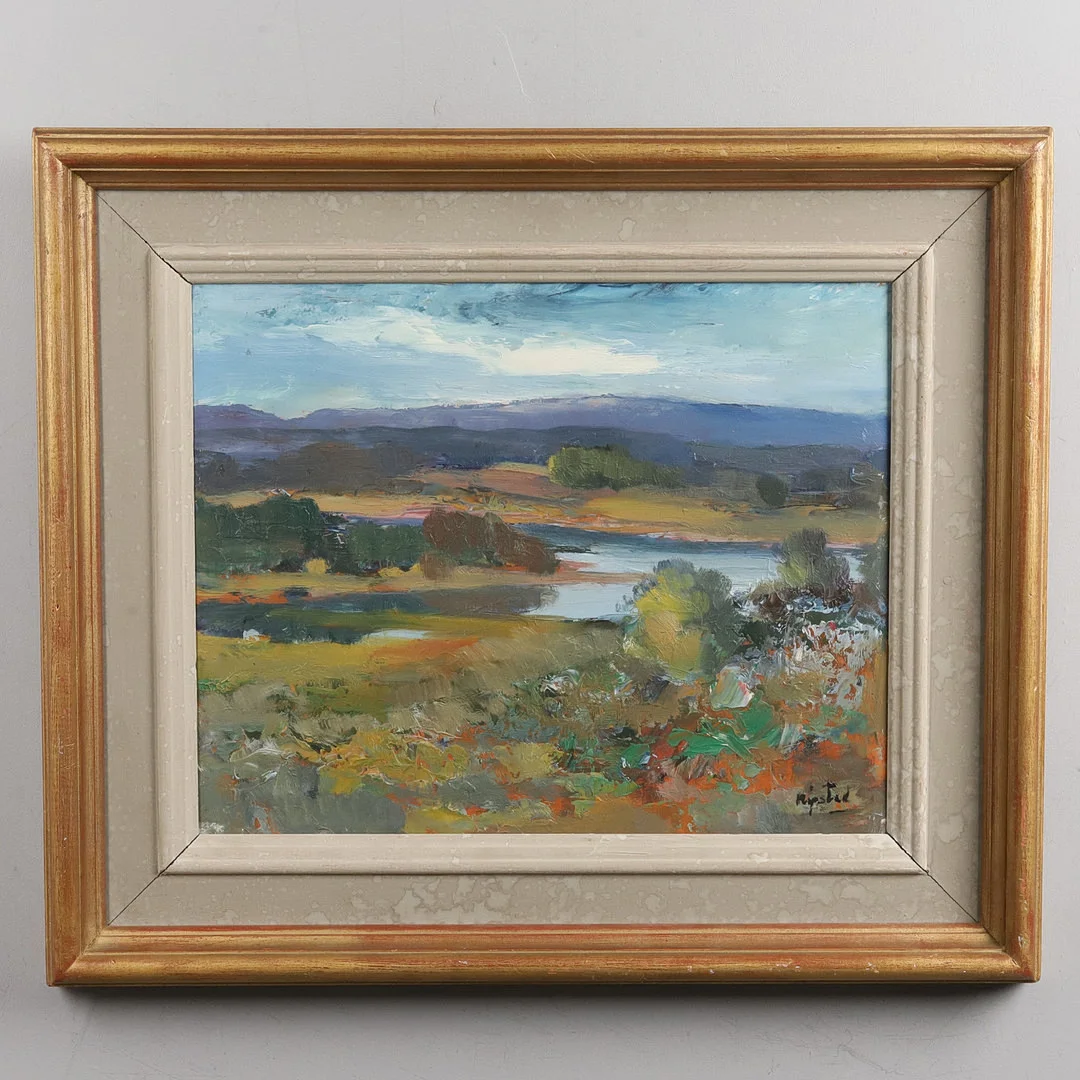 AXEL NIPSTAD. Olja på pannå, "Höstlandskap", signerad. — Paintings — Örebro Stadsauktioner