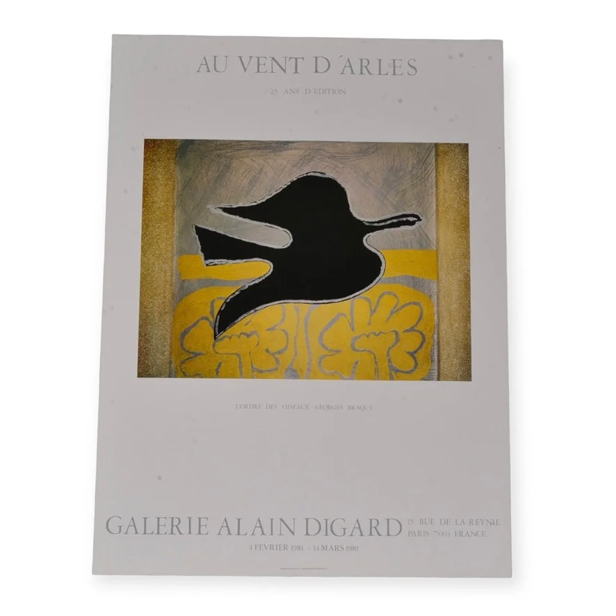 GEORGES BRAQUE. Utställningsaffisch, offsettryck, Galerie Alain Digard 1981. — Engravings & Prints — Halmstads Auktionskammare