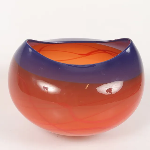 RICHARD RACKHAM. Vas, glas, Eldoluft Glasstudio, signerad.
