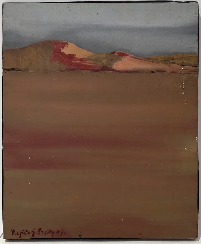 FIRMA ILEGIBLE. ÓLEO LIENZO. "LANZAROTE GRIS", SEPTIEMBRE, 93.