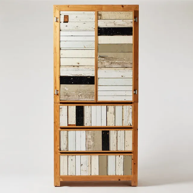 PIET HEIN. "Classic scrap wood", skåp, tvådelat, Studio Piet Hein Eek, Nederländerna, formgivet år 1990.