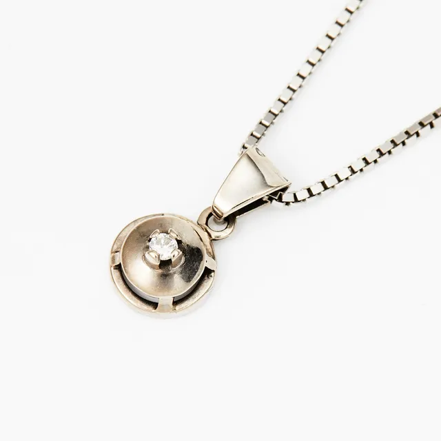 KEDJA, venetiansk, HÄNGE, 18 k vitguld, briljant ca 0,04 ct, svenska kontrollstämplar.