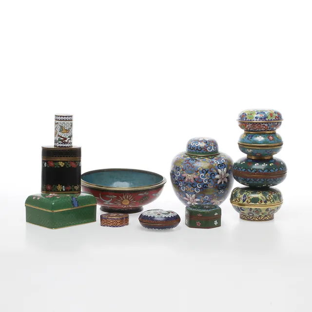 PARTI DOSOR, 12 st, cloisonné, Kina.