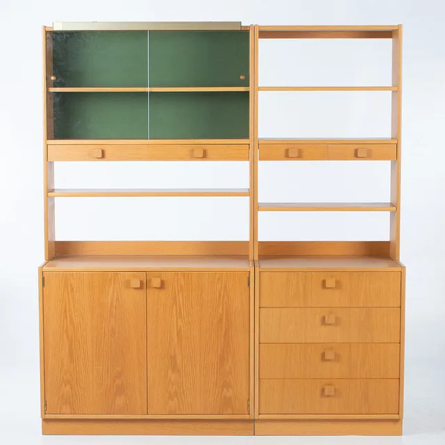 BERTIL FRIDHAGEN. Bokhyllesystem, 2 delar, Bodafors, 1960-tal ek.